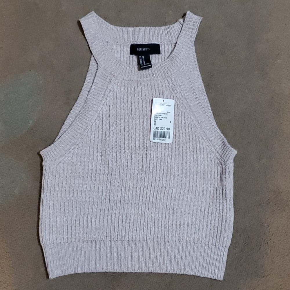 Ne With Tag Women's Forever 21 Crop High Neck Knit Tank Top Medium